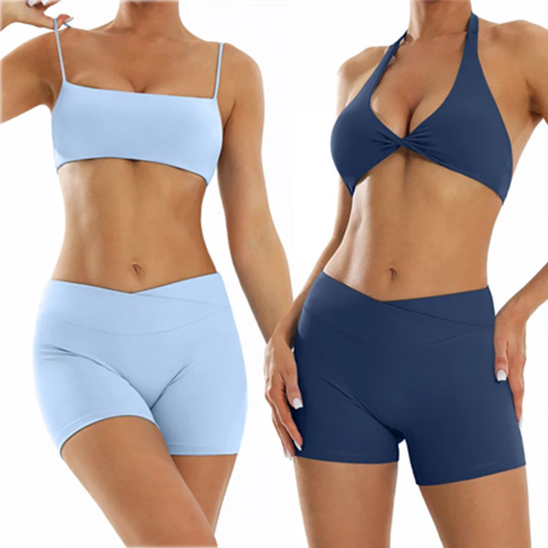 Conjunto Fitness Push Up Premium | Top V + Short Scrunch