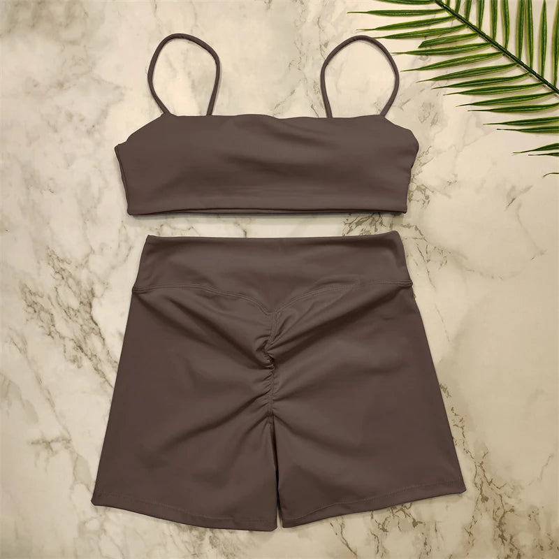Conjunto Fitness Push Up Premium | Top V + Short Scrunch