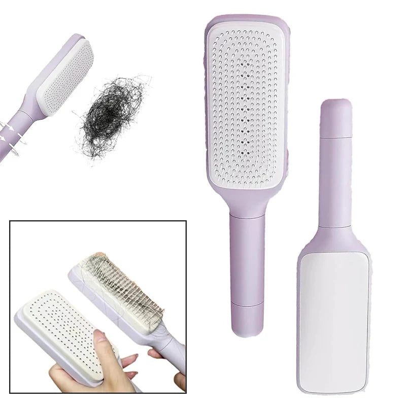 Escova Autolimpante Mágica | Desembaraça + Massageia + Limpa Sozinha