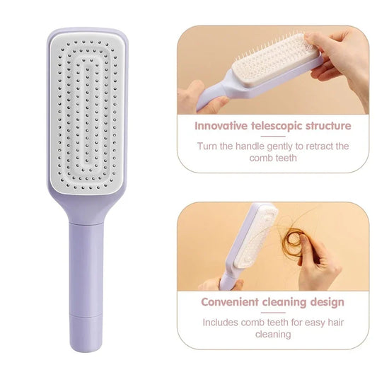 Escova Autolimpante Mágica | Desembaraça + Massageia + Limpa Sozinha