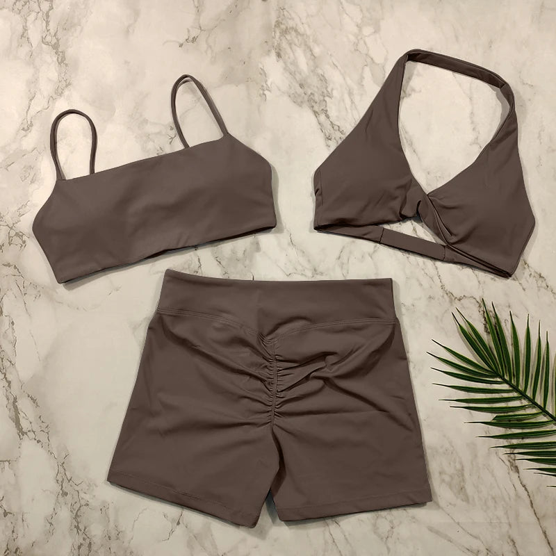 Conjunto Fitness Push Up Premium | Top V + Short Scrunch