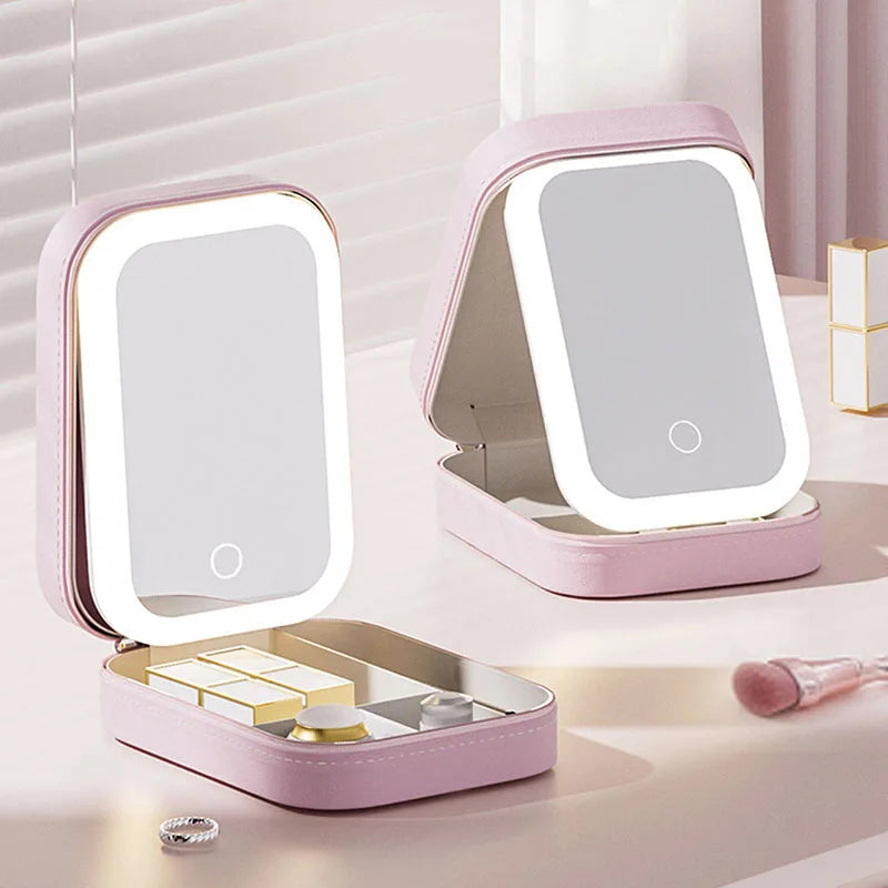 Bolsa de Maquiagem Compacta Led: Ilumine Sua Beleza Onde Quiser Com Estilo e Praticidade!