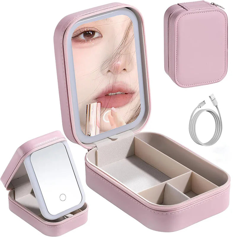 Bolsa de Maquiagem Compacta Led: Ilumine Sua Beleza Onde Quiser Com Estilo e Praticidade!