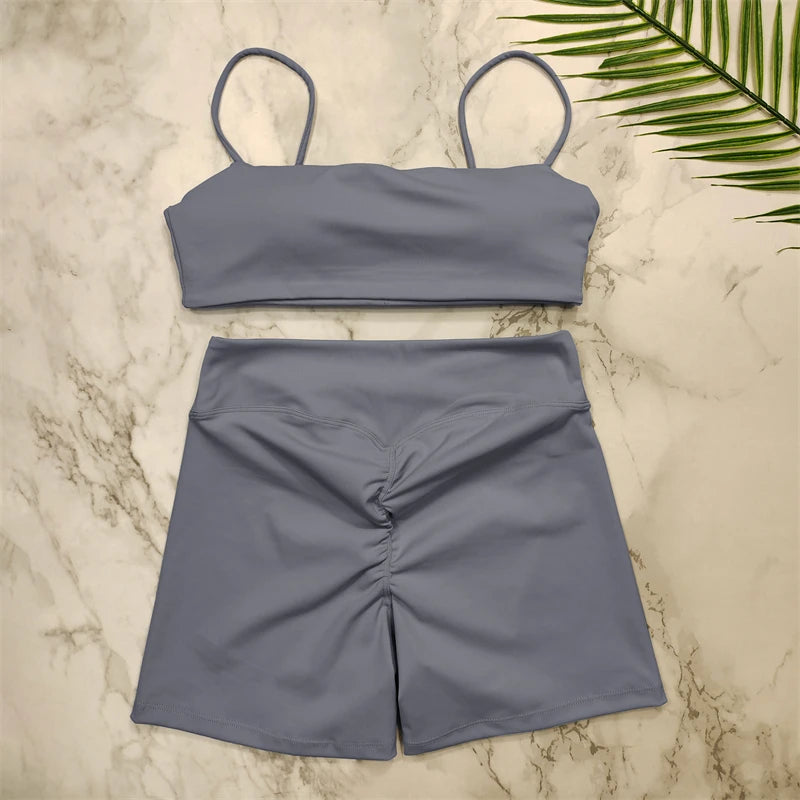 Conjunto Fitness Push Up Premium | Top V + Short Scrunch