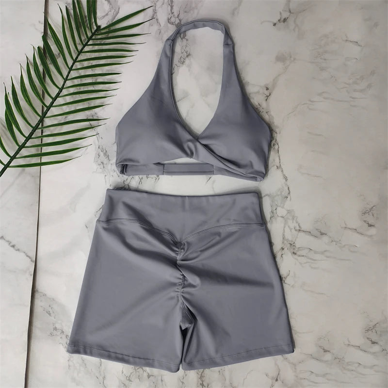 Conjunto Fitness Push Up Premium | Top V + Short Scrunch