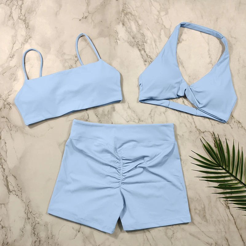 Conjunto Fitness Push Up Premium | Top V + Short Scrunch