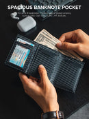 Porta cartão de crédito masculino dobrável com compartimento para moedas e notas