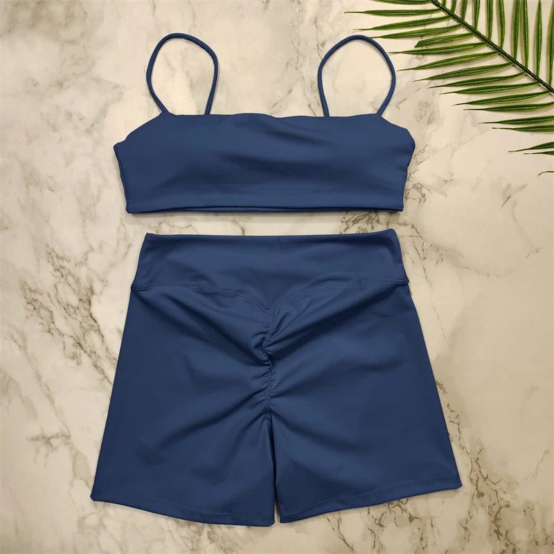 Conjunto Fitness Push Up Premium | Top V + Short Scrunch