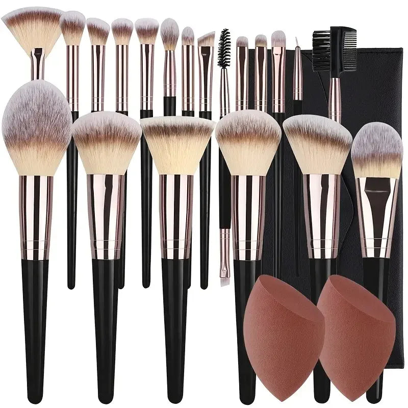 Kit 20 Pincéis Profissionais + Esponja | Acabamento de Maquiadora