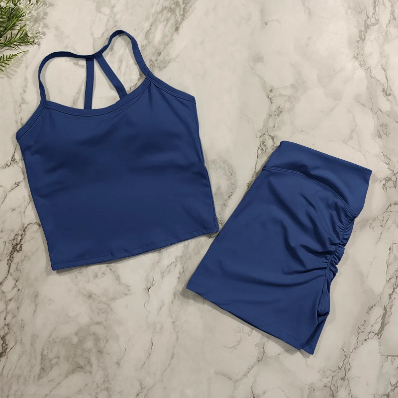 Conjunto Fitness Push Up Premium | Top V + Short Scrunch