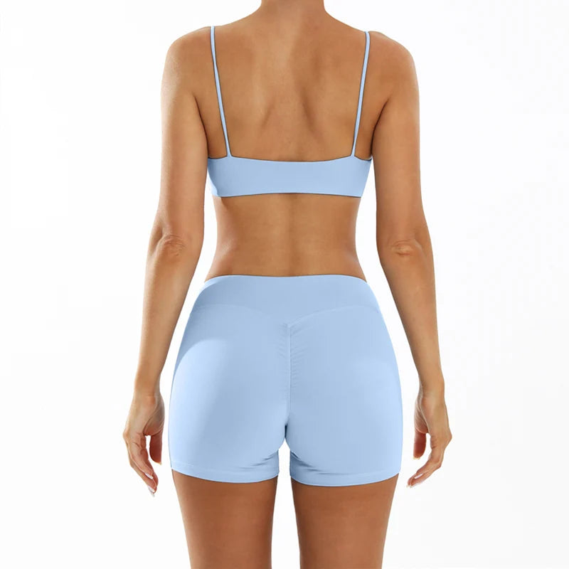 Conjunto Fitness Push Up Premium | Top V + Short Scrunch
