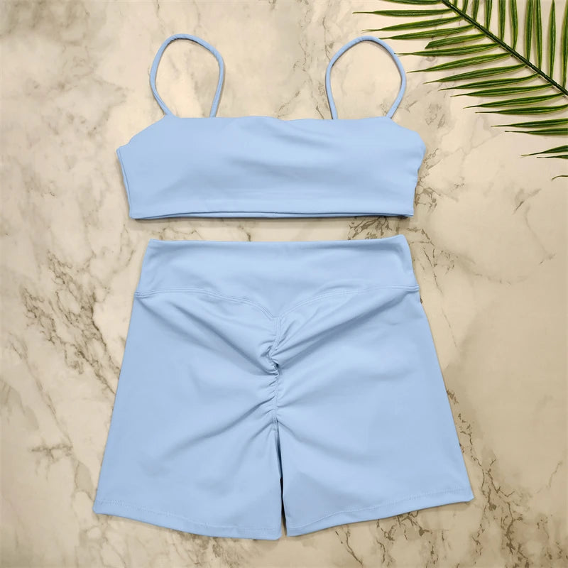 Conjunto Fitness Push Up Premium | Top V + Short Scrunch