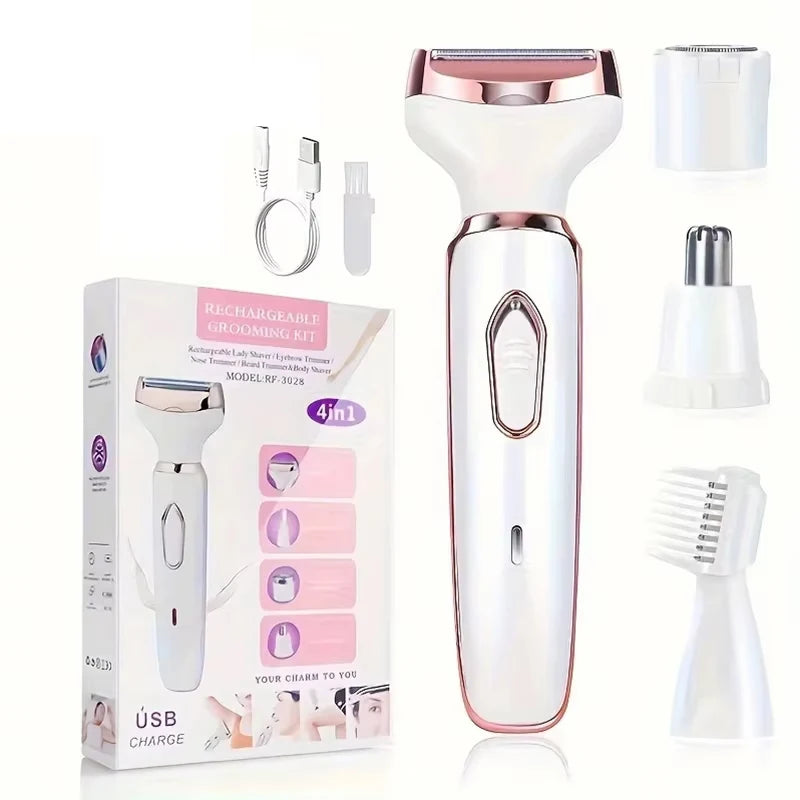 Depilador Elétrico Feminino 4 em 1: Depilação Completa Para Todo o Corpo!