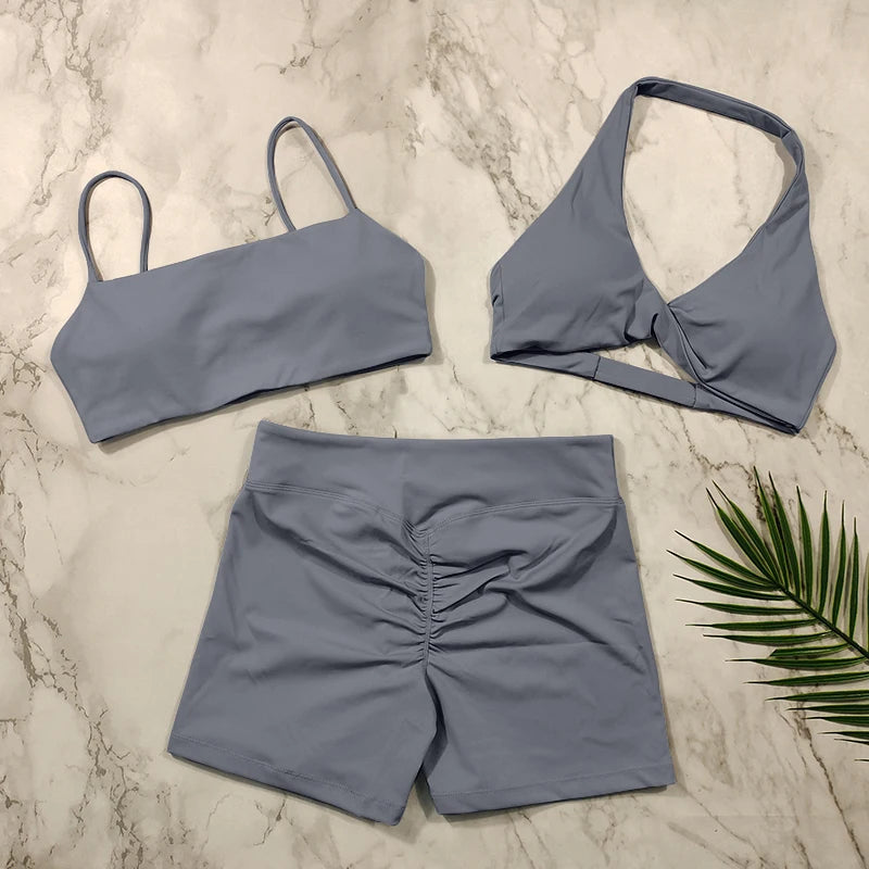 Conjunto Fitness Push Up Premium | Top V + Short Scrunch