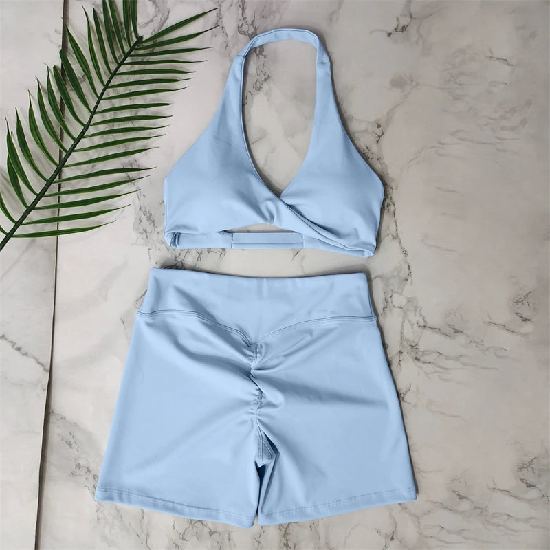 Conjunto Fitness Push Up Premium | Top V + Short Scrunch