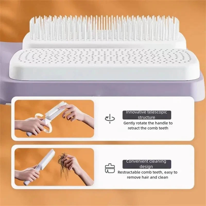 Escova Autolimpante Mágica | Desembaraça + Massageia + Limpa Sozinha